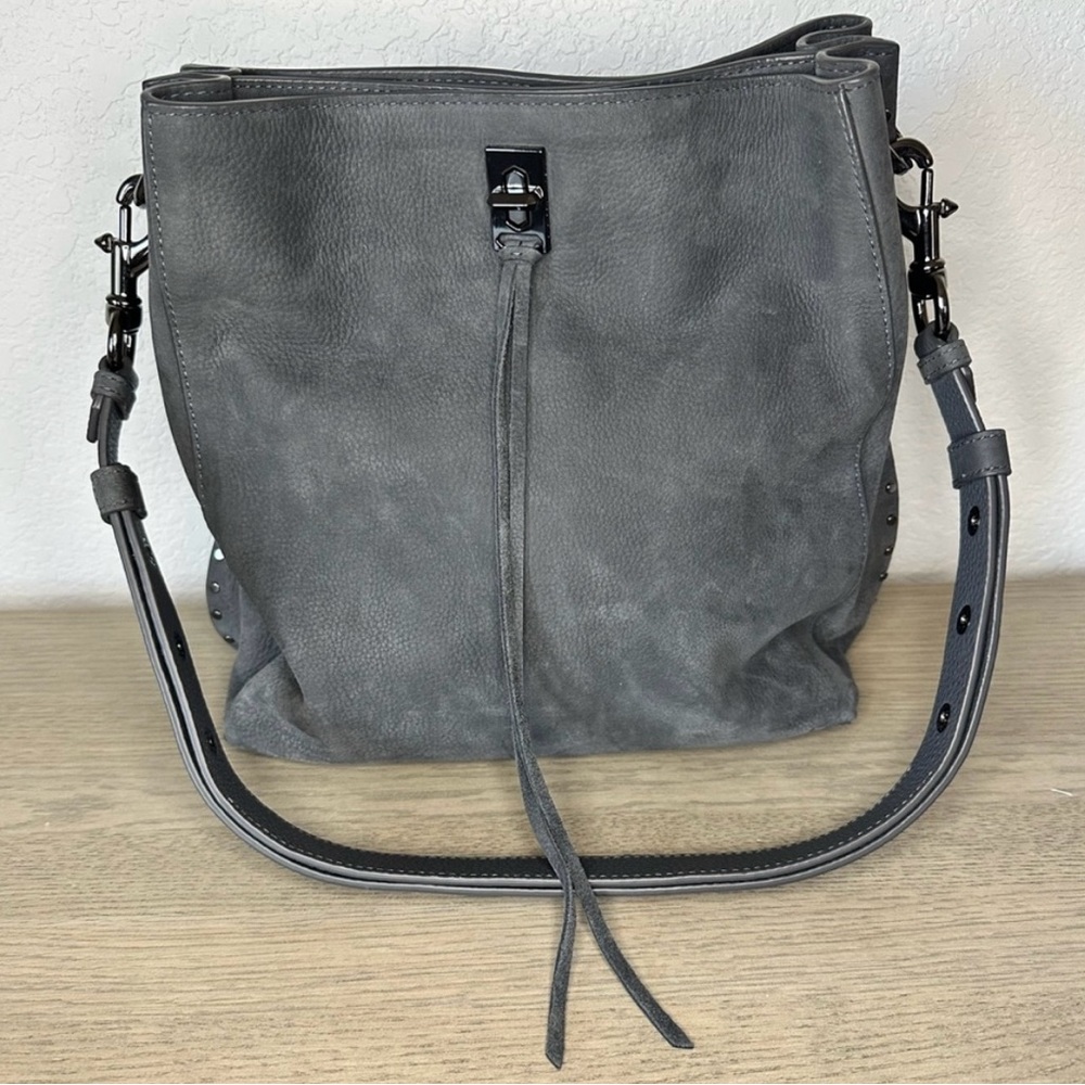 Rebecca Minkoff Suede Darren Shoulder Bag - Dark Gray